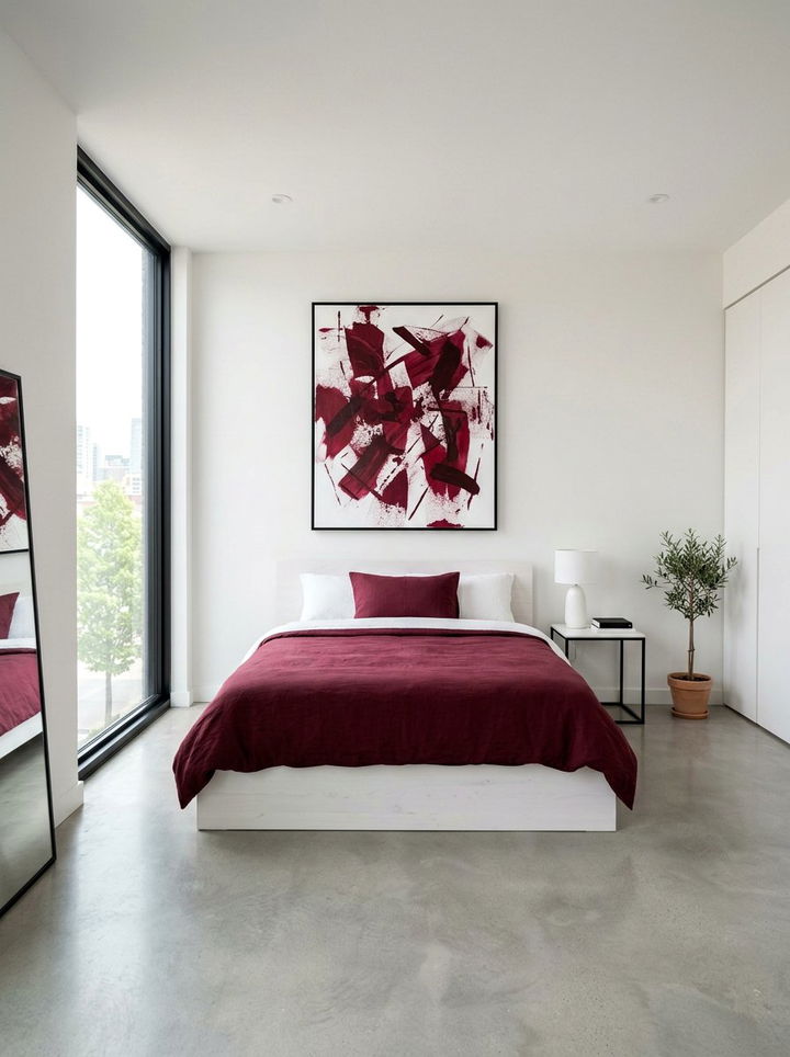 Minimalist Burgundy Bedroom - 30 burgundy bedroom ideas