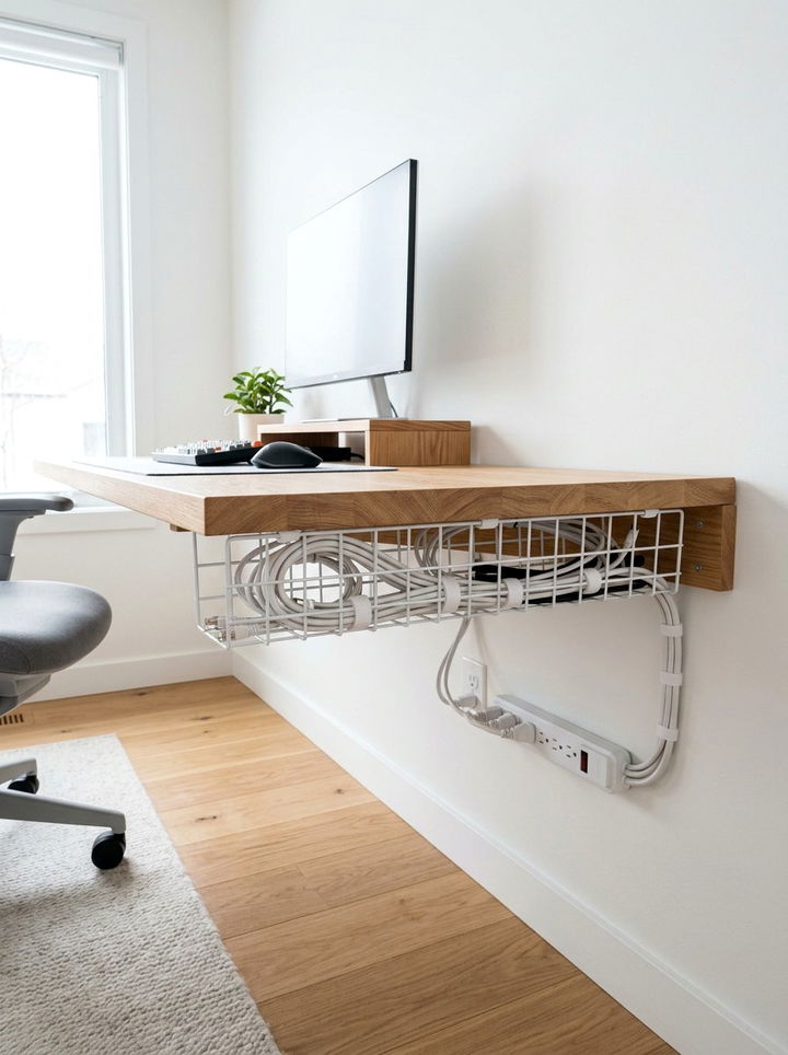 Minimalist Cable Management Tray - 30 bedroom cable organizers