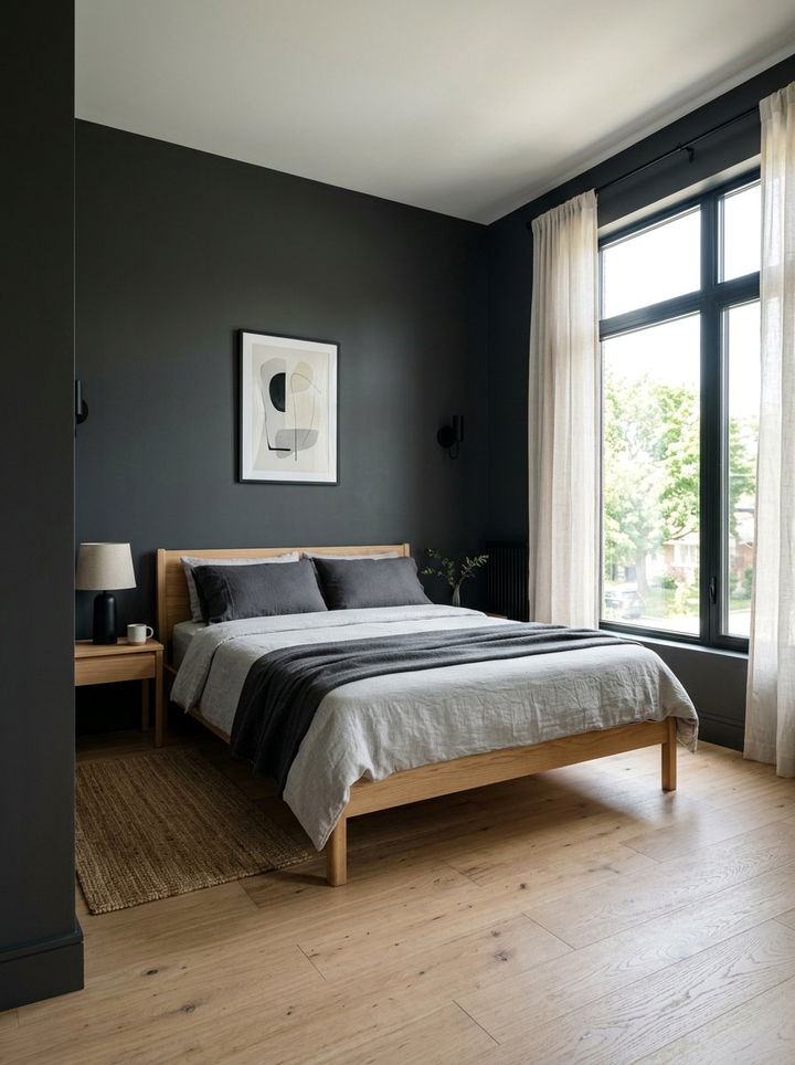 Minimalist Charcoal Bedroom - 30 dark charcoal bedroom ideas