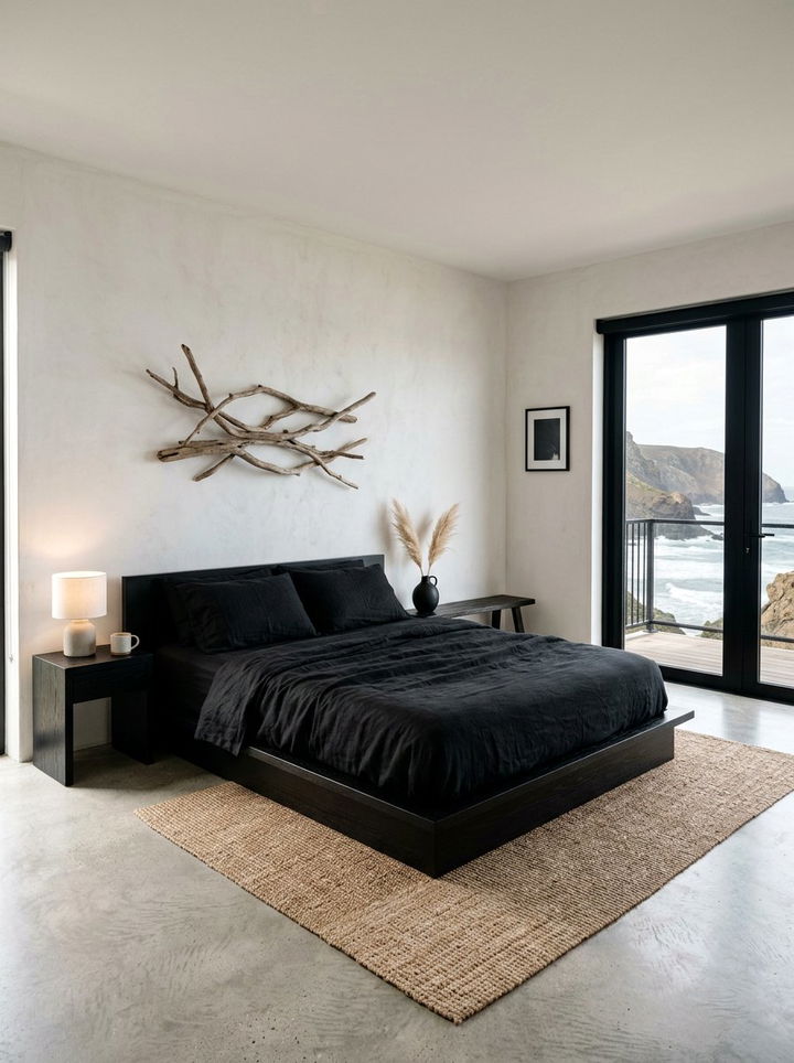 Minimalist Coastal Black Bedroom - 30 coastal black bedroom ideas