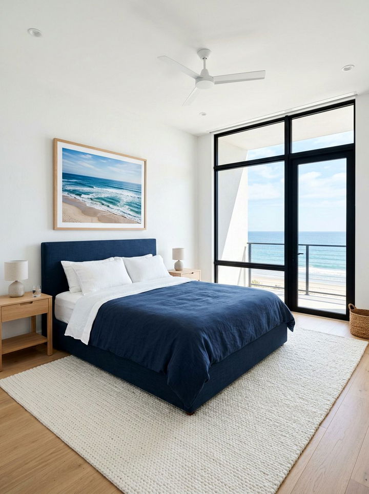Minimalist Coastal Blue Layout - 30 coastal blue bedroom ideas