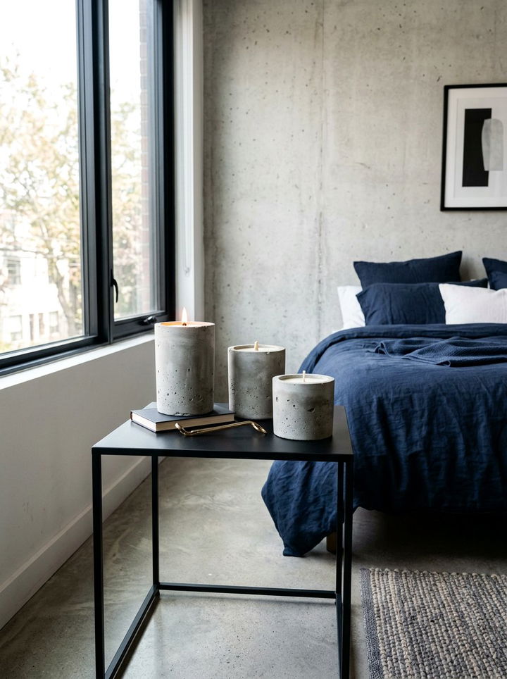 Minimalist Concrete Candle - 30 bedroom candle ideas