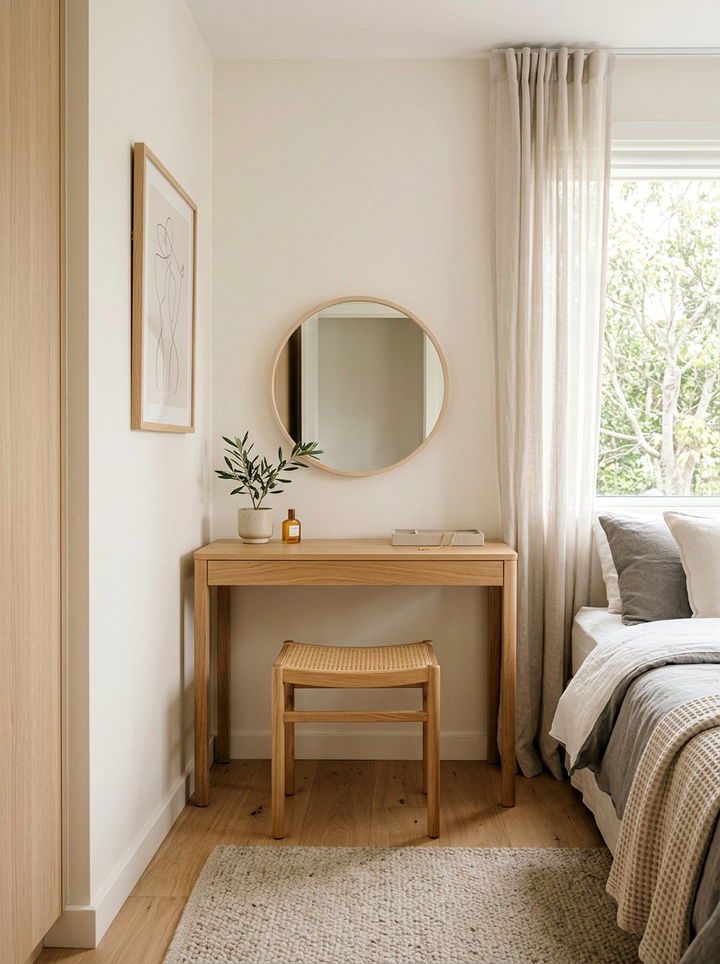 Minimalist Corner Vanity Table - 30 bedroom corner vanity ideas