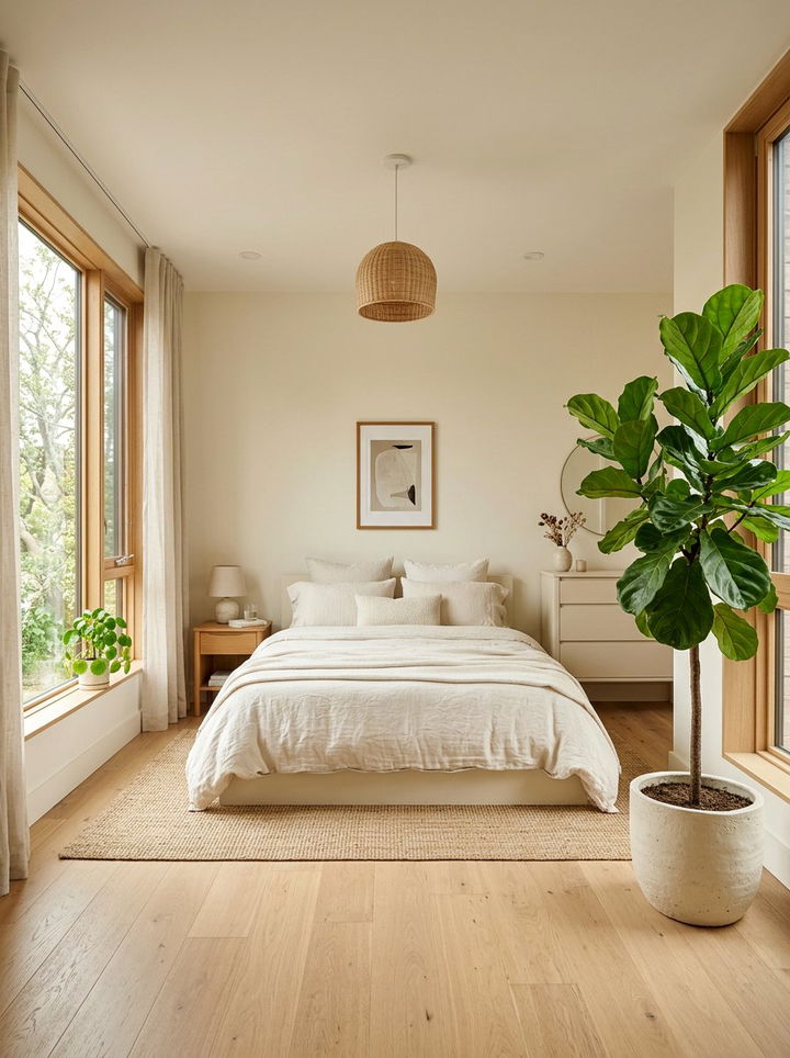 Minimalist Cream Bedroom With Plants - 30 minimalist cream bedroom ideas