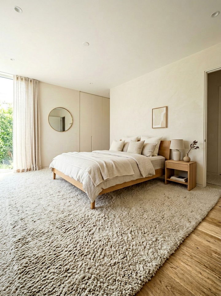 Minimalist Cream Bedroom With Rug - 30 minimalist cream bedroom ideas