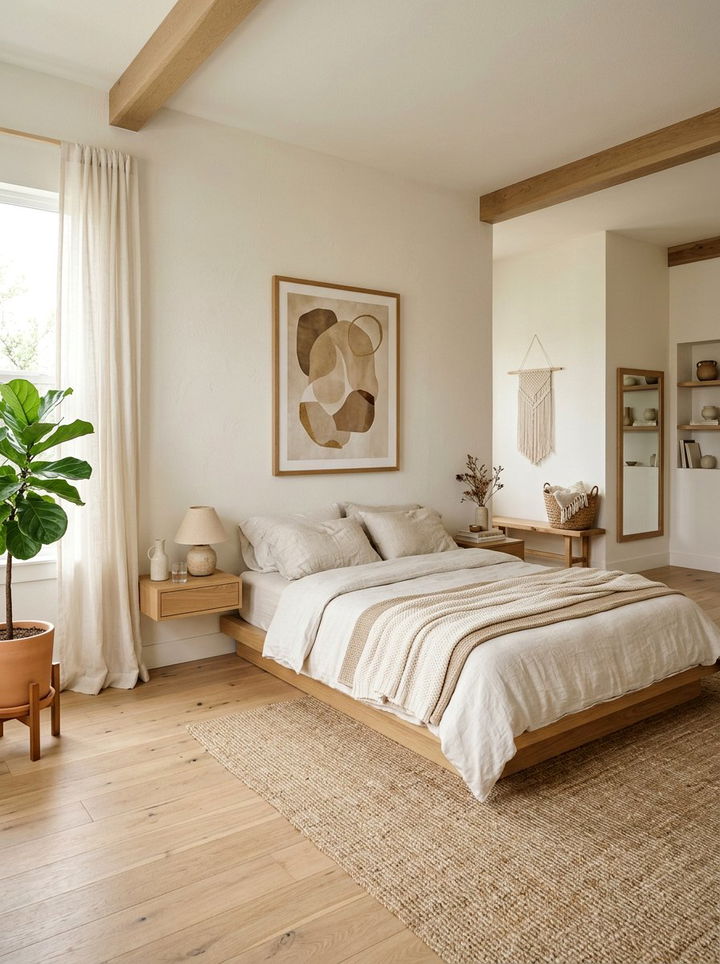 Minimalist Cream Bohemian Bedroom - 30 bohemian cream bedroom ideas