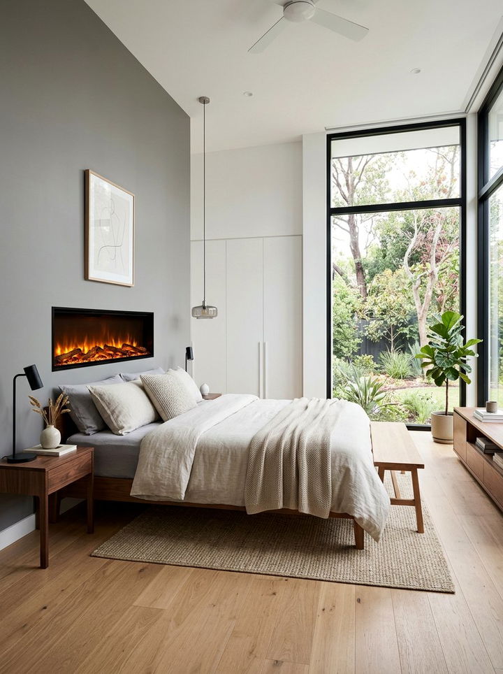 Minimalist Electric Fireplace - 30 bedroom electric fireplace ideas