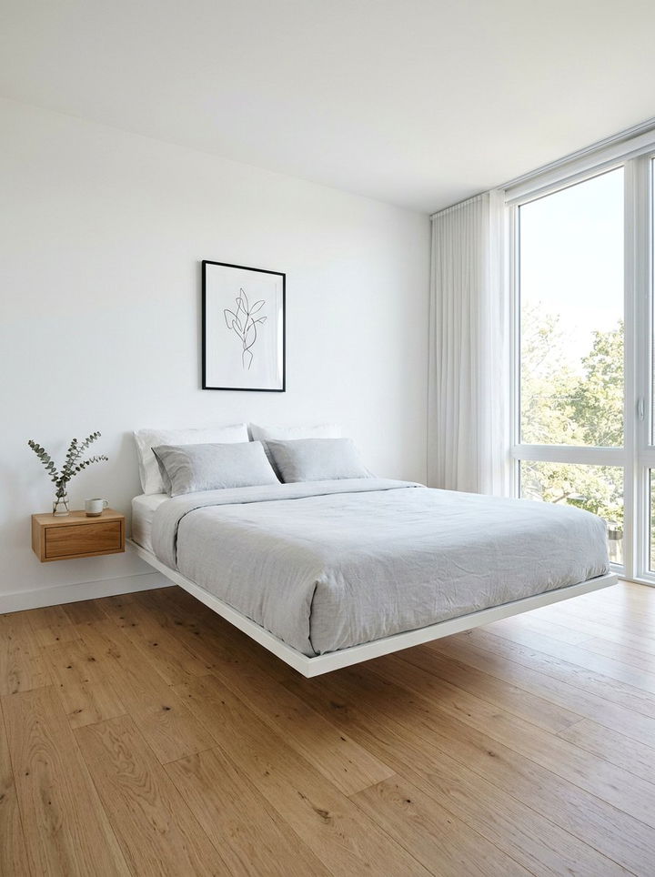 Minimalist Floating Bed - 30 bedroom floating bed ideas