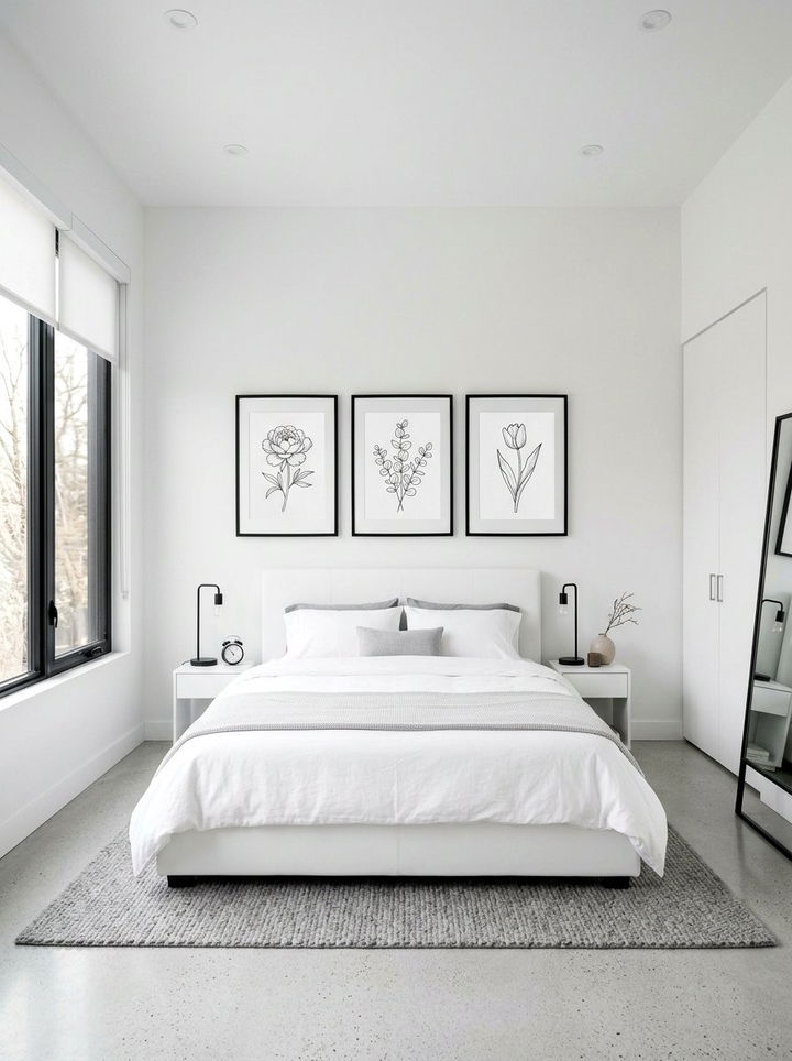 Minimalist Flower Line Art - 30 floral themed bedroom ideas