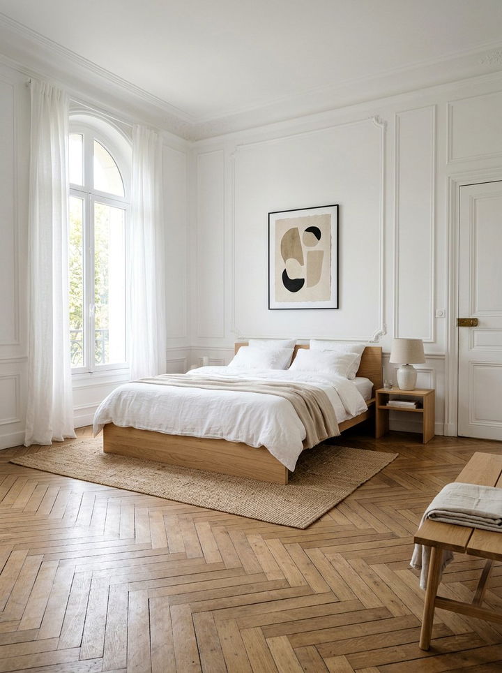 Minimalist French Bedroom - 30 Parisian bedroom ideas