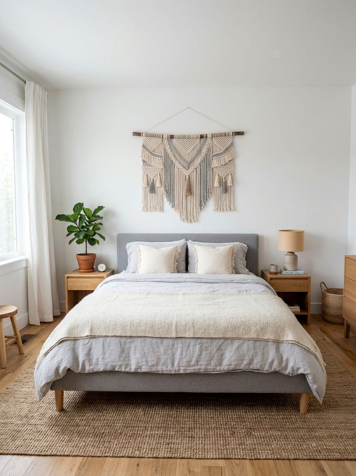 Minimalist Gray Boho Bedroom - 30 bohemian gray bedroom ideas