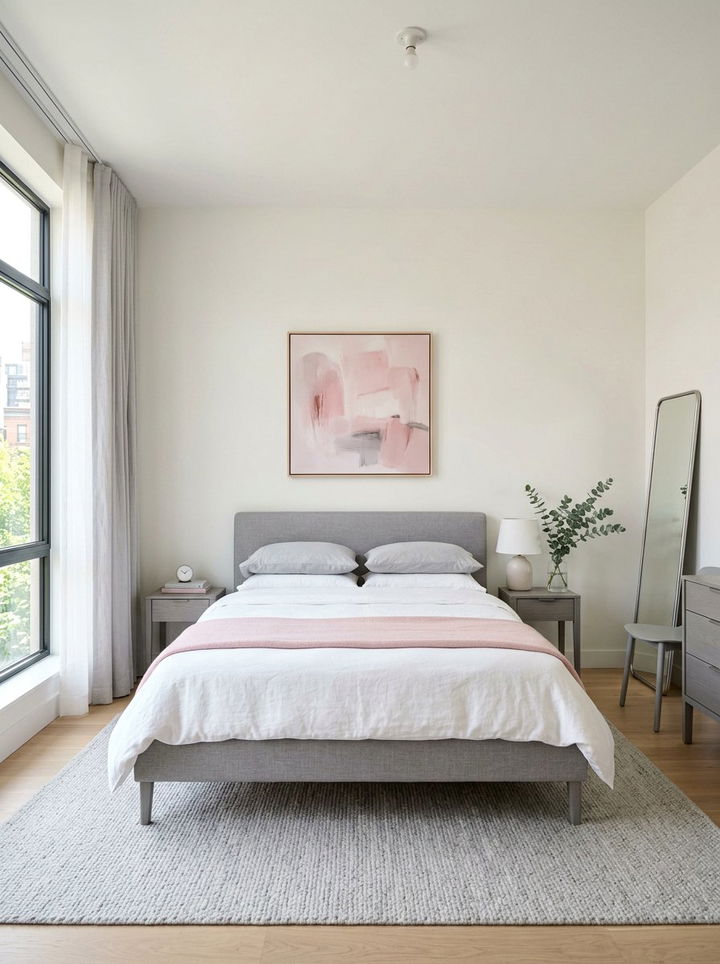Minimalist Gray Pink Aesthetic - 30 pink gray bedroom ideas