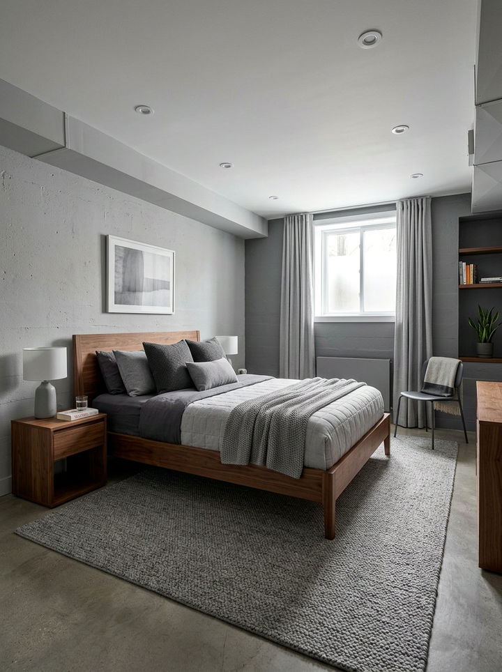 Minimalist Grey Basement Bedroom - 30 basement bedroom ideas