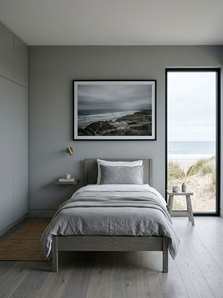 Minimalist Grey Beach Bedroom - 30 coastal grey bedroom ideas