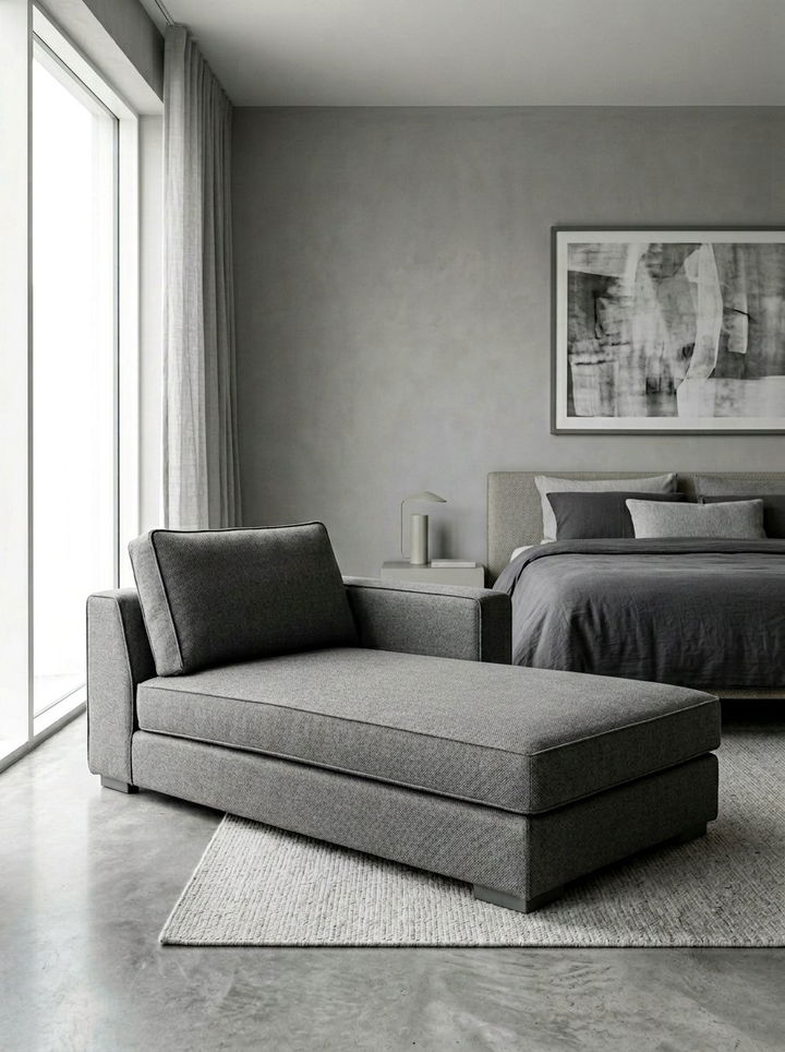 Minimalist Grey Chaise Lounge - 30 bedroom chaise lounges