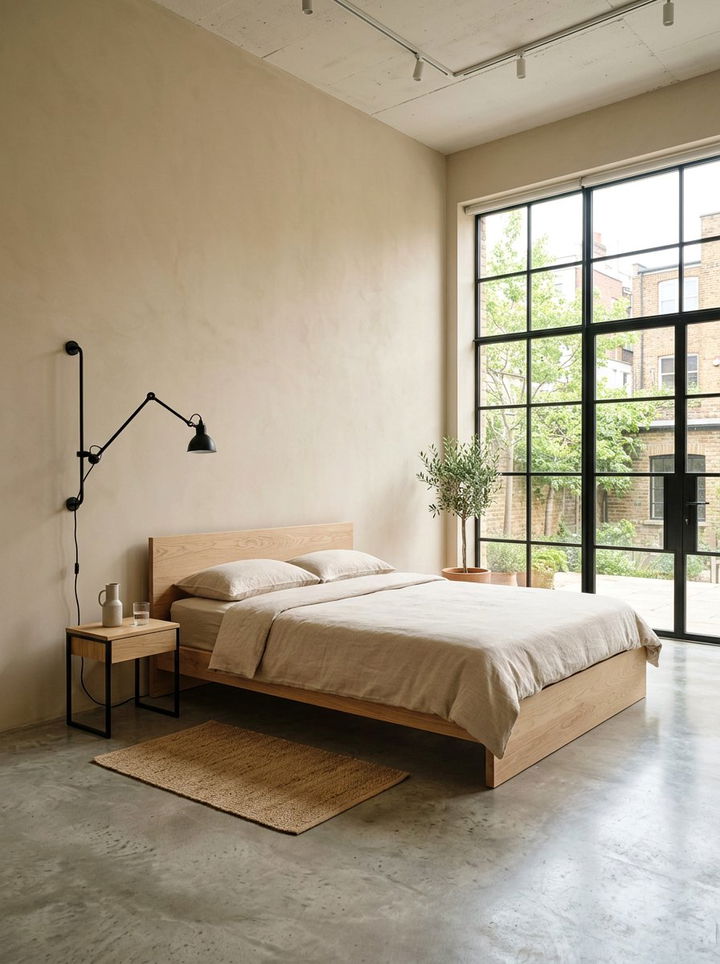 Minimalist Industrial Beige Bedroom - 30 industrial beige bedroom ideas