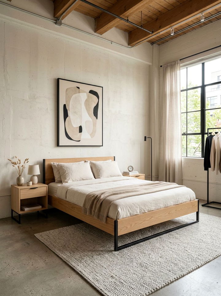 Minimalist Industrial Cream Bedroom - 30 industrial cream bedroom ideas