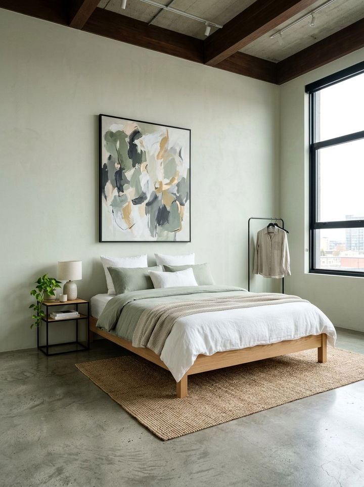 Minimalist Industrial Sage Green - 30 industrial green bedroom ideas