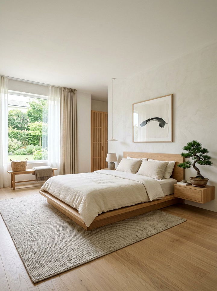 Minimalist Japandi Style - 30 bedroom bed styling ideas