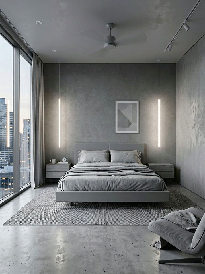 Minimalist LED Tube Light - 30 bedroom pendant lighting ideas