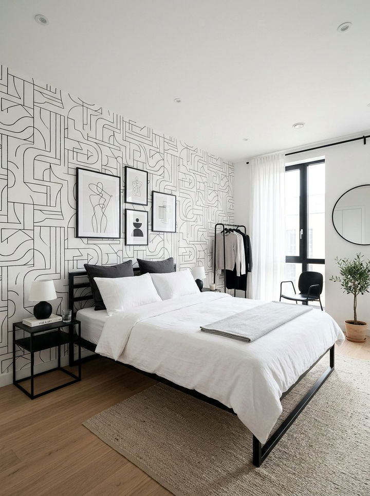 Minimalist Line Art Wallpaper - 30 bedroom peel and stick wallpapers
