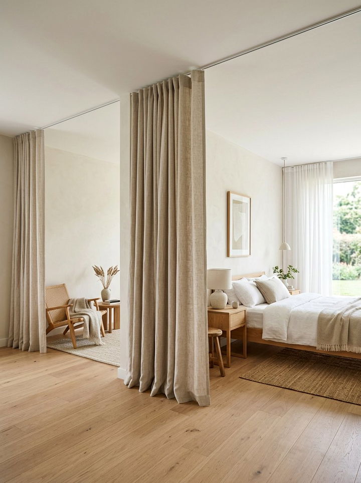 Minimalist Linen Panel - 30 bedroom curtain dividers