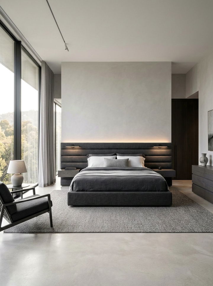 Minimalist Low Profile Channel Bed - 30 bedroom channel tufted headboards