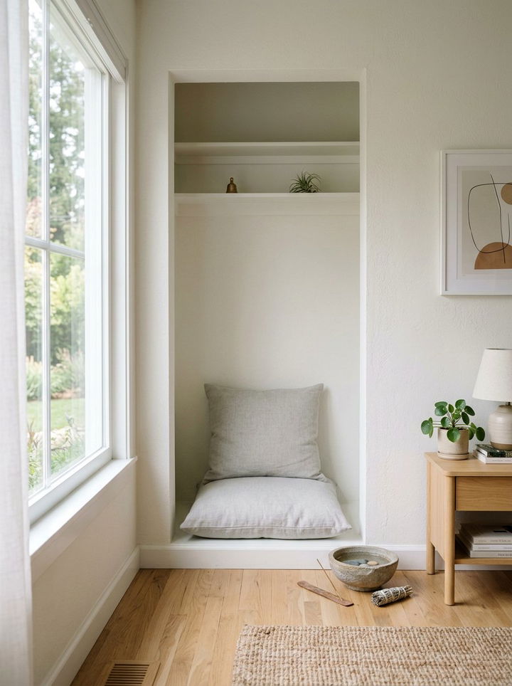 Minimalist Meditation Spot - 30 bedroom niche ideas