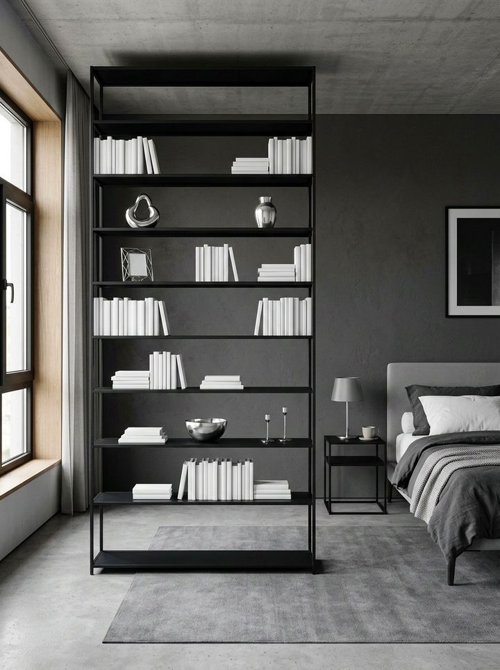 Minimalist Metal Bookcase - 30 bedroom bookshelf dividers