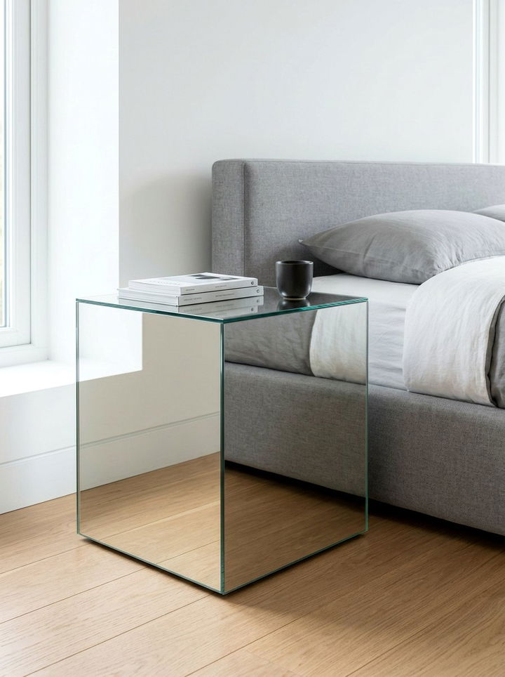 Minimalist Mirrored Nightstand - 30 bedroom mirrored nightstands