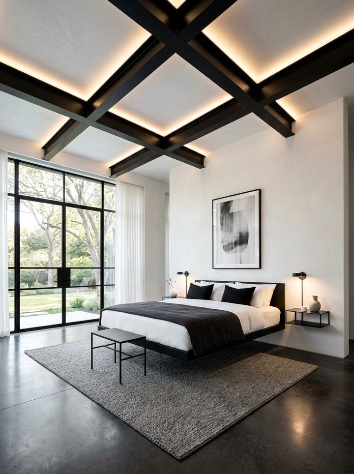 Minimalist Modern Ceiling Beams - 30 exposed beam bedroom ideas