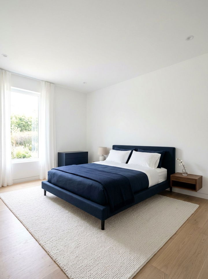 Minimalist Navy Bedroom - 30 navy blue bedroom ideas