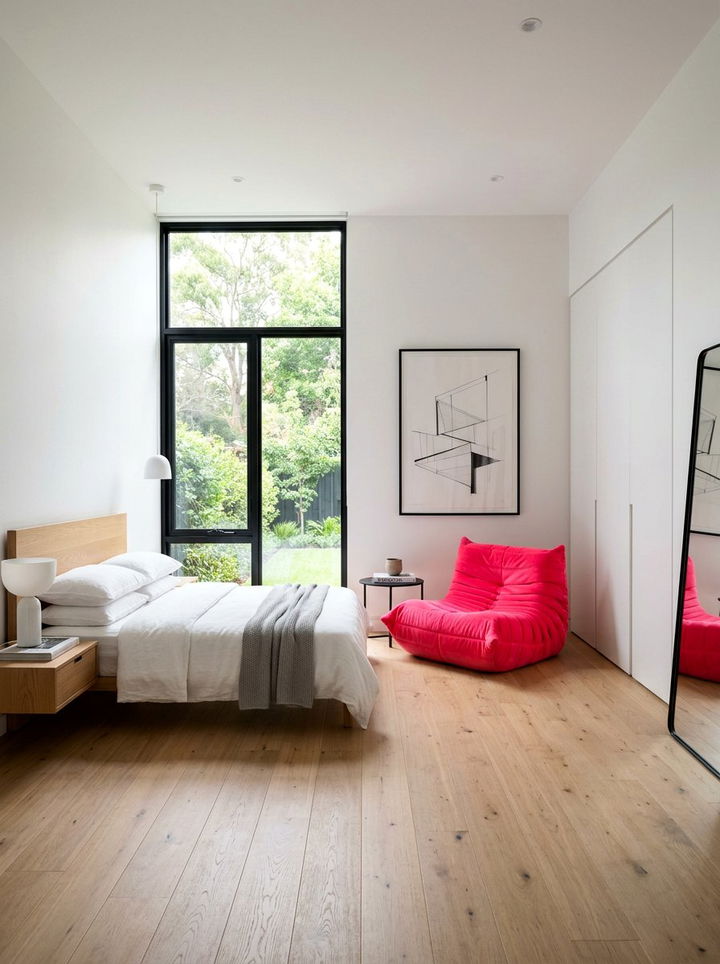 Minimalist Neon Pink Accent - 30 neon pink bedroom ideas