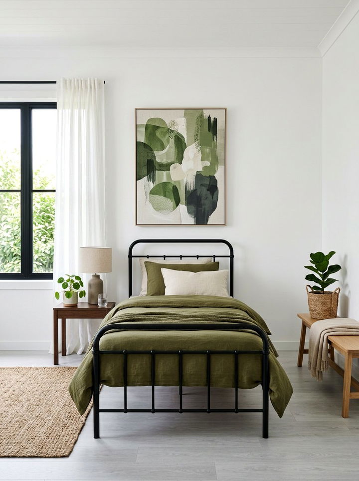 Minimalist Olive Green Bedroom - 30 olive green bedroom ideas