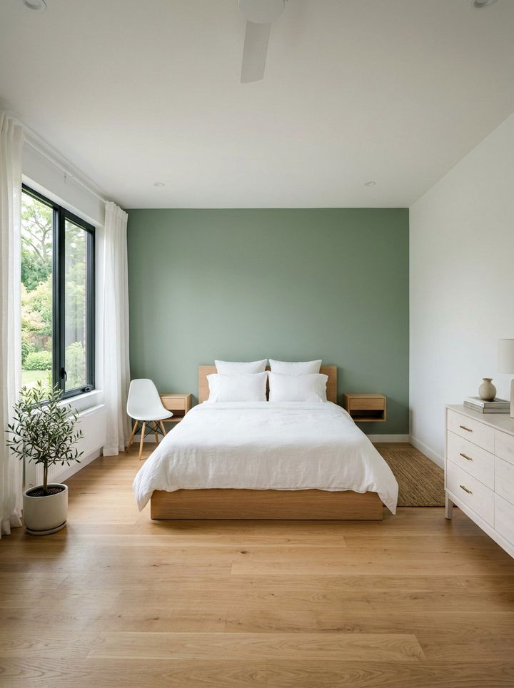 Minimalist Sage Green Bedroom - 30 sage green accent wall bedroom