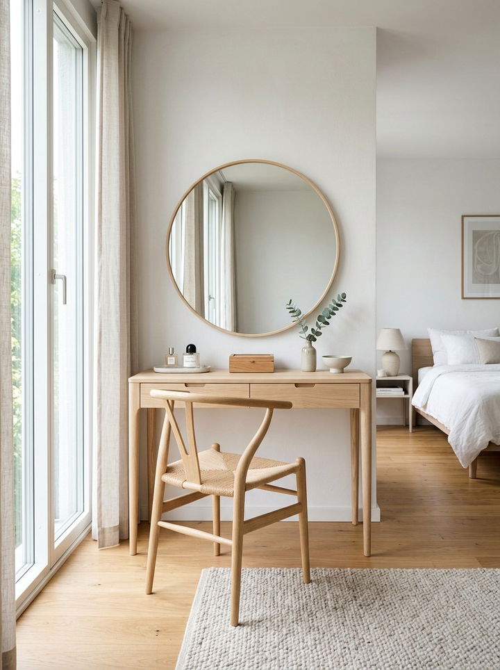 Minimalist Scandinavian Vanity - 30 bedroom vintage vanity ideas