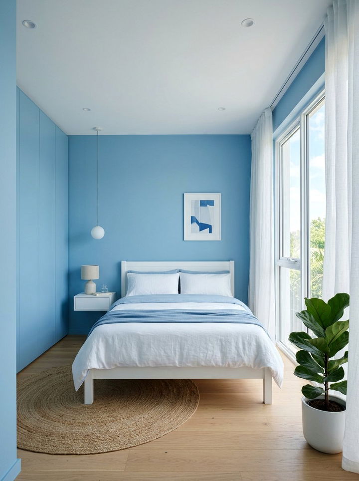 Minimalist Sky Blue Bedroom - 30 sky blue bedroom ideas