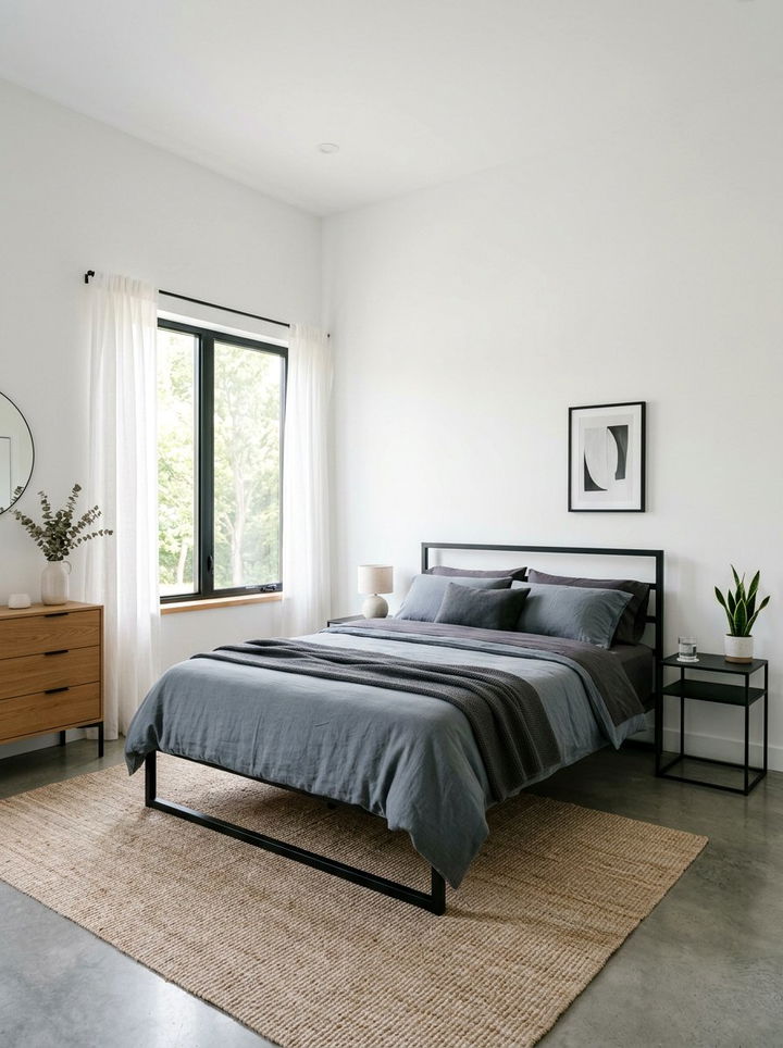 Minimalist Slate Gray Bedding - 30 slate bedroom ideas