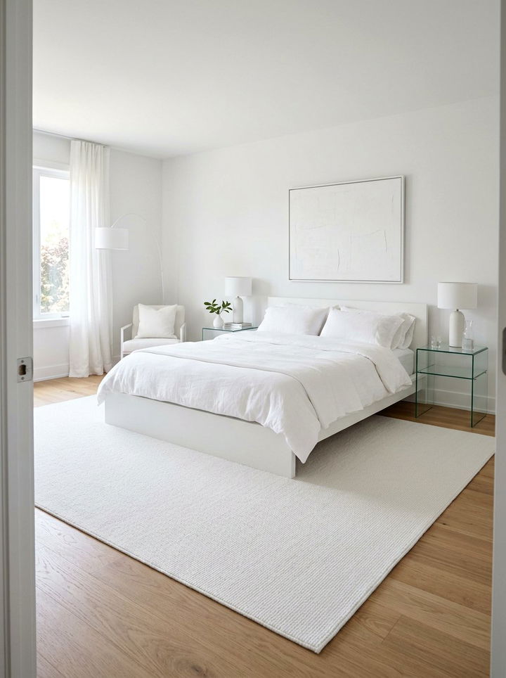 Minimalist Solid White Rug - 30 bedroom rugs