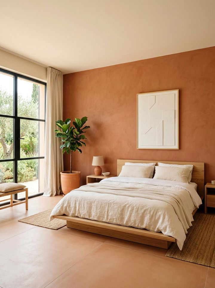 Minimalist Terracotta Bedroom - 30 terracotta accent wall bedroom