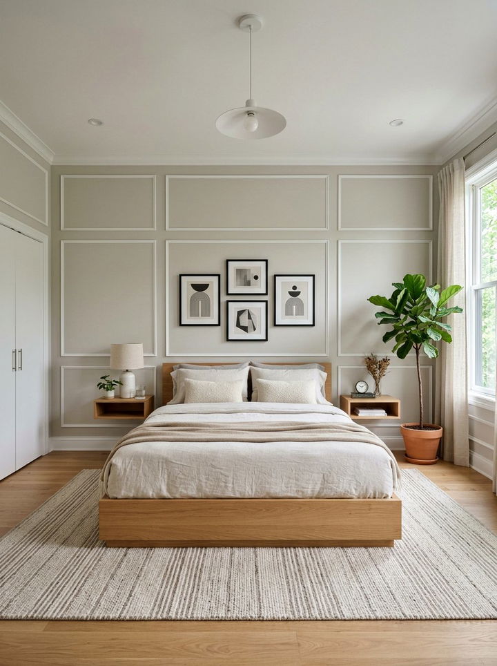 Minimalist Thin Trim Wainscoting - 30 bedroom wainscoting ideas