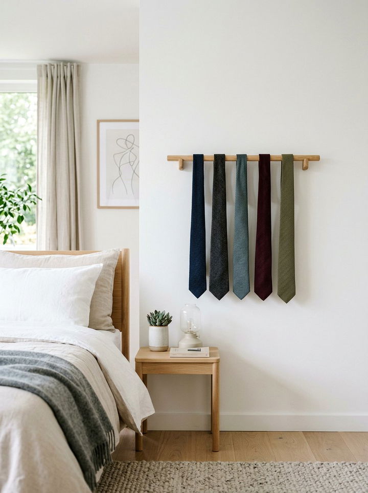 Minimalist Tie Rail - 30 bedroom tie storage ideas