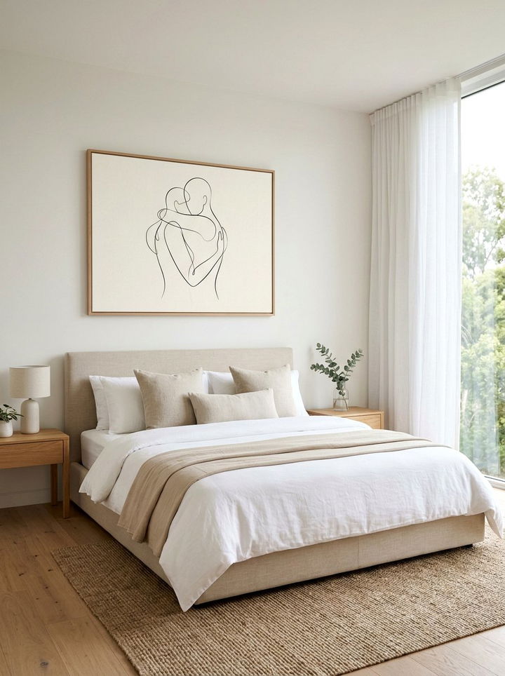 Minimalist Wall Art Bedroom - 30 scandinavian beige bedroom ideas