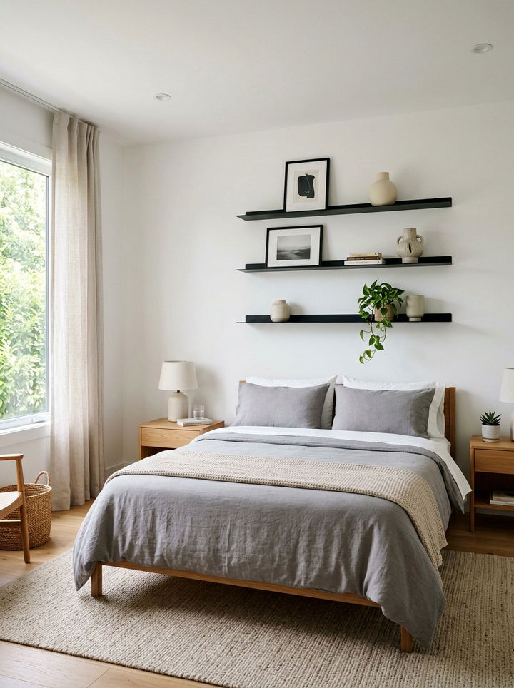 Minimalist Wall Shelving - 30 weekend bedroom ideas