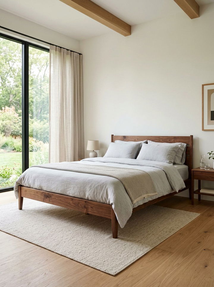 Minimalist Walnut Bed - 30 walnut tone bedroom ideas