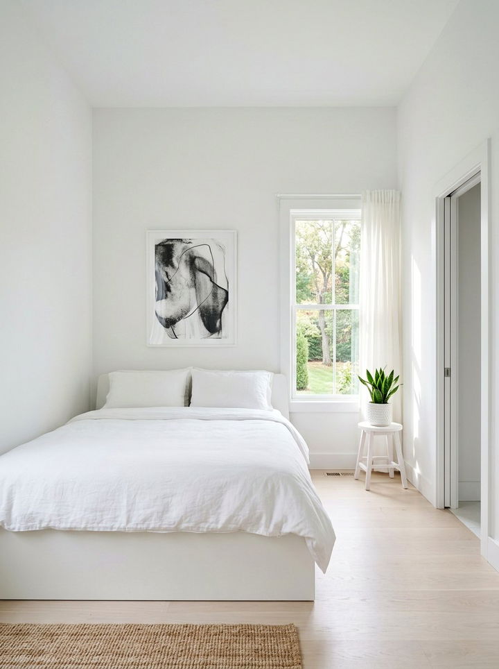 Minimalist White Bedroom - 30 farmhouse white bedroom ideas