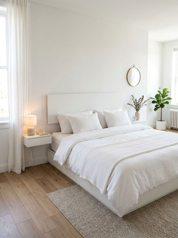 Minimalist White Floating Headboard - 30 bedroom floating headboard ideas