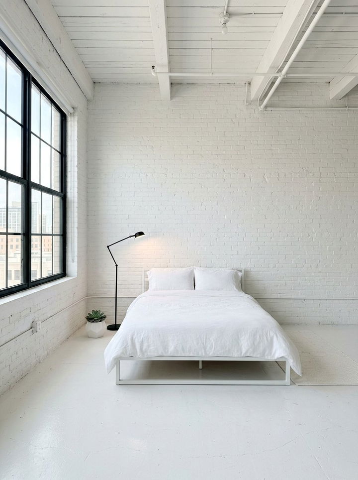 Minimalist White Industrial Bedroom - 30 industrial white bedroom ideas