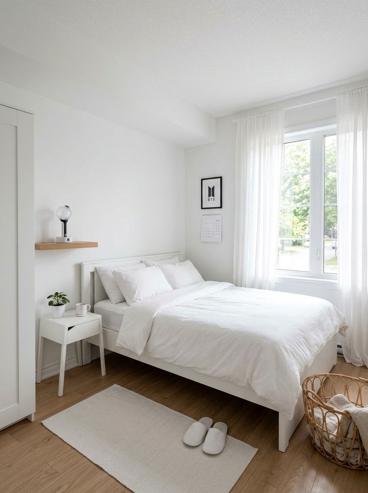 Minimalist White Kpop Room - 30 K-pop bedroom ideas