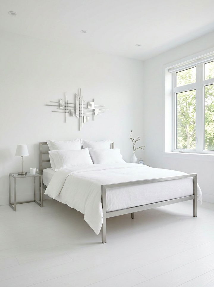 Minimalist White Silver Bedroom - 30 silver and white bedroom ideas